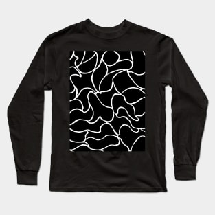 black and white doodle pattern Long Sleeve T-Shirt